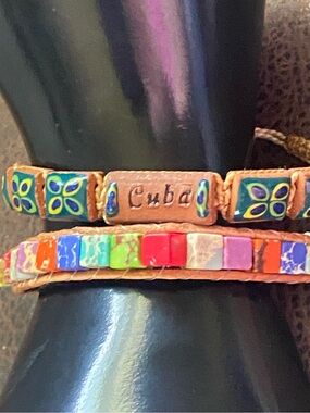 2 artisan handmade Cuba souvenir & Chakra Tree of Life bracelets